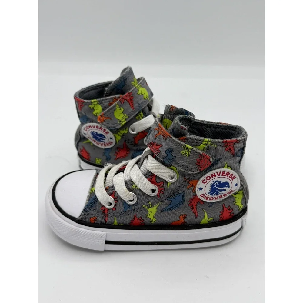Converse Chuck Taylor Toddler's Dinoverse High-Top Grey Sneakers Size 5
